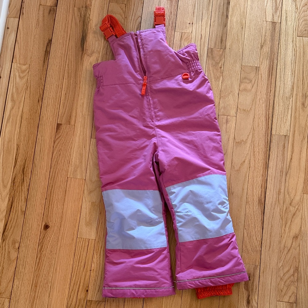 Hanna Andersson Pink and Gray Kids Snow Bibs